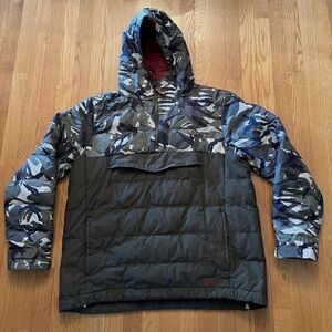 LL Bean Signature Men's Olive Camouflage Down Anorak Jacket